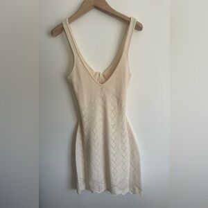 L*SPACE Cream Knit Open Back Beach Dress Size Small